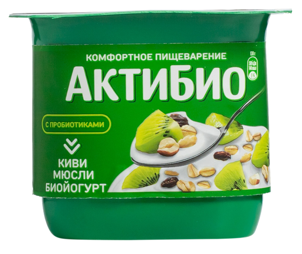 БЗМЖ Биойогурт Актибио киви/мюсли 3% 130г