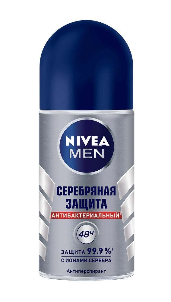 Дезодорант-антиперспирант ролик мужской Nivea For men Silver Серебряная защита 50мл