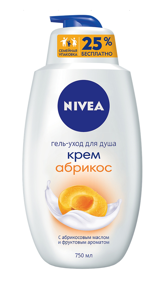 Гель-уход д/душа Nivea Крем абрикос 750мл