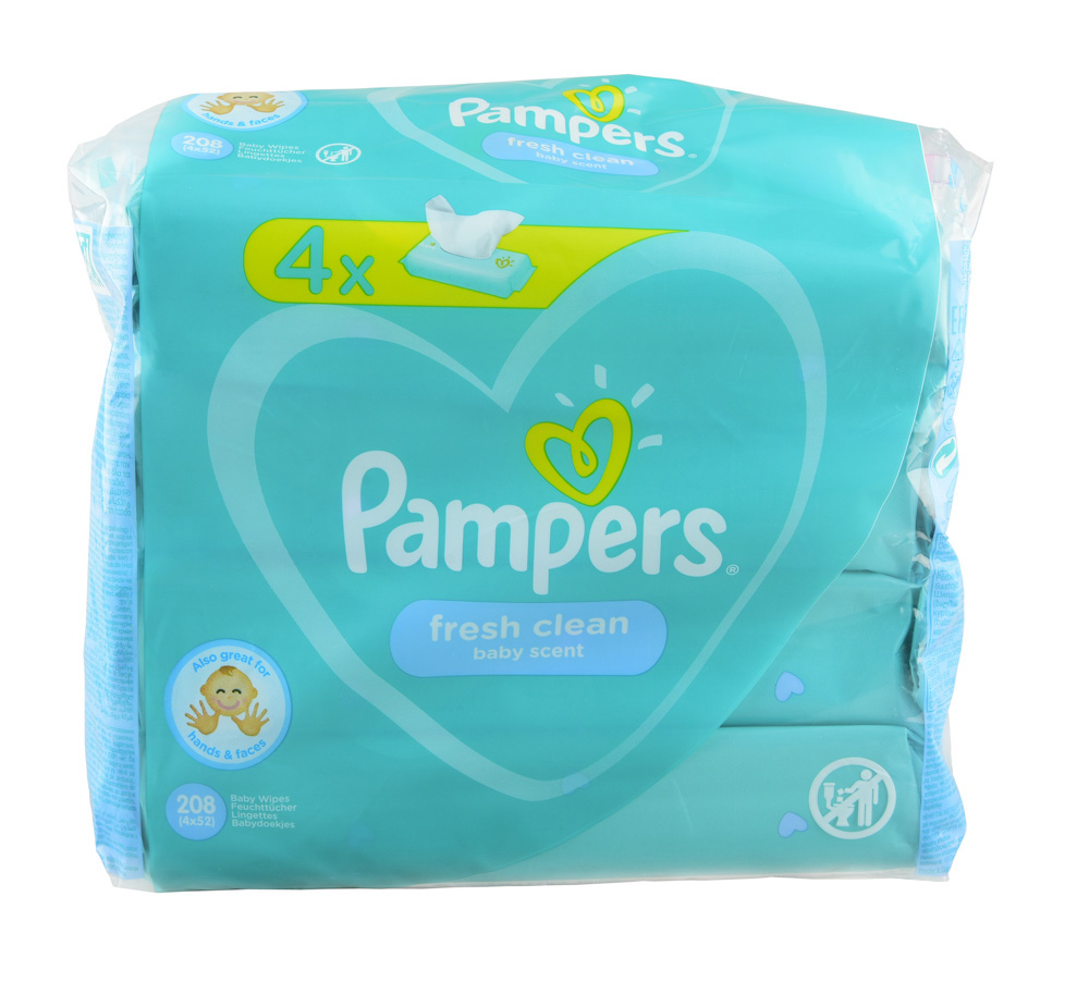 Салфетки детские влажные Pampers Fresh Clean 4х52 ПрепакКороб