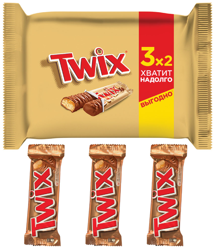 Батончик шоколадный Twix с карамелью упак 3шт х 55г