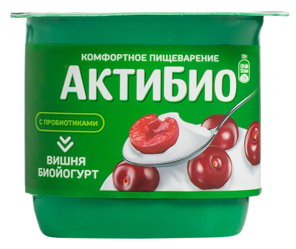 БЗМЖ Биойогурт Актибио вишня 2,9% 130г