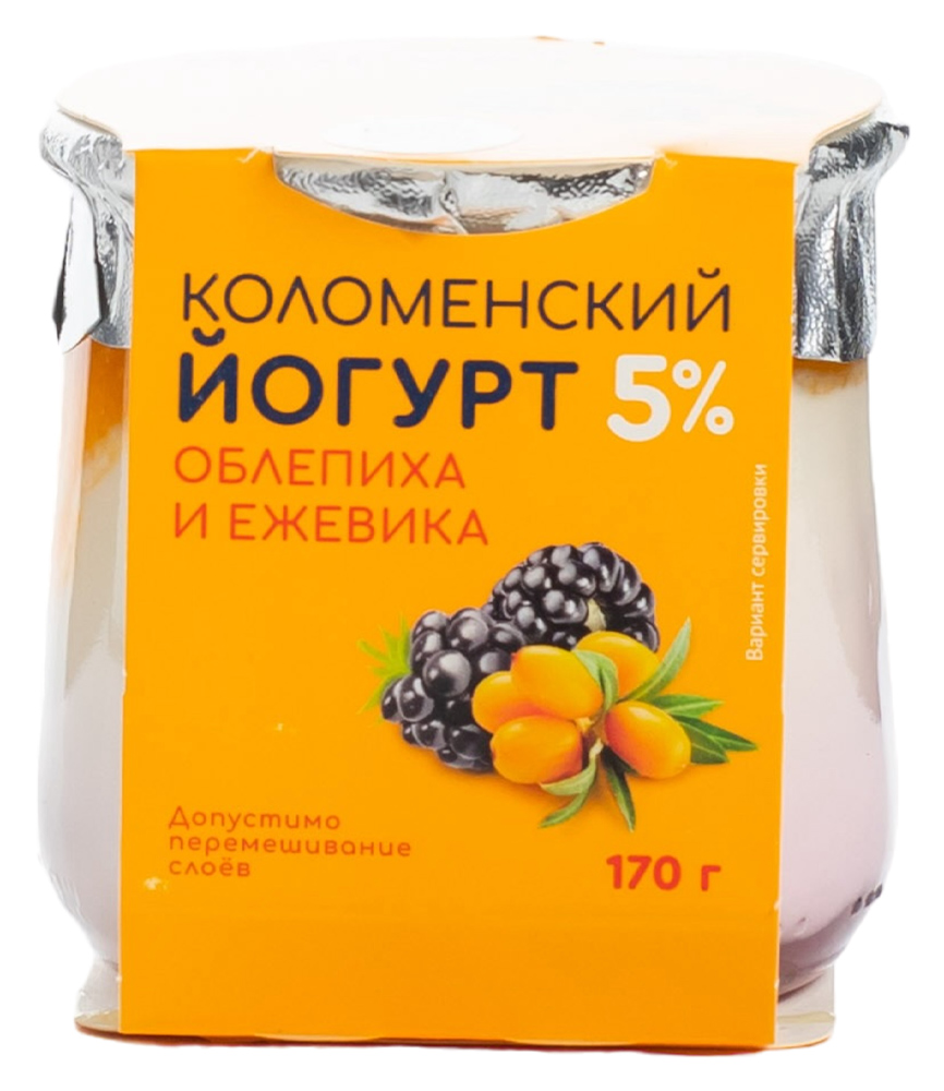 БЗМЖ Йогурт Коломенский облепиха/ежевика  5% 170г