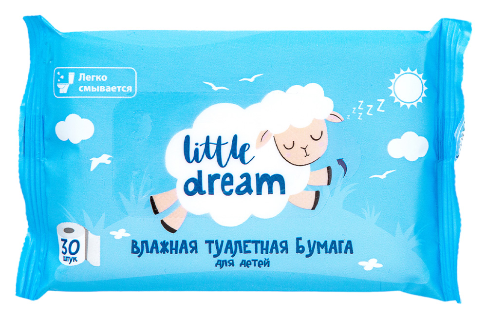 Влажная детская туалетная бумага LITTLE DREAM 30шт (Окей)