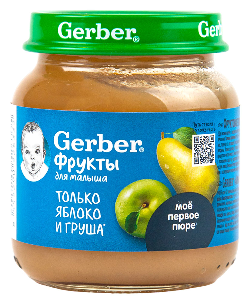 Пюре фруктовое Gerber яблоко/груша с 5 мес 125г ст/б