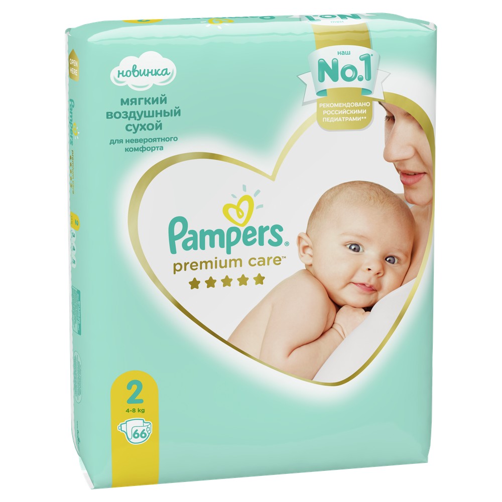 Подгузники Pampers Premium Care Mini (4-8 кг) Экономичная упак 66шт